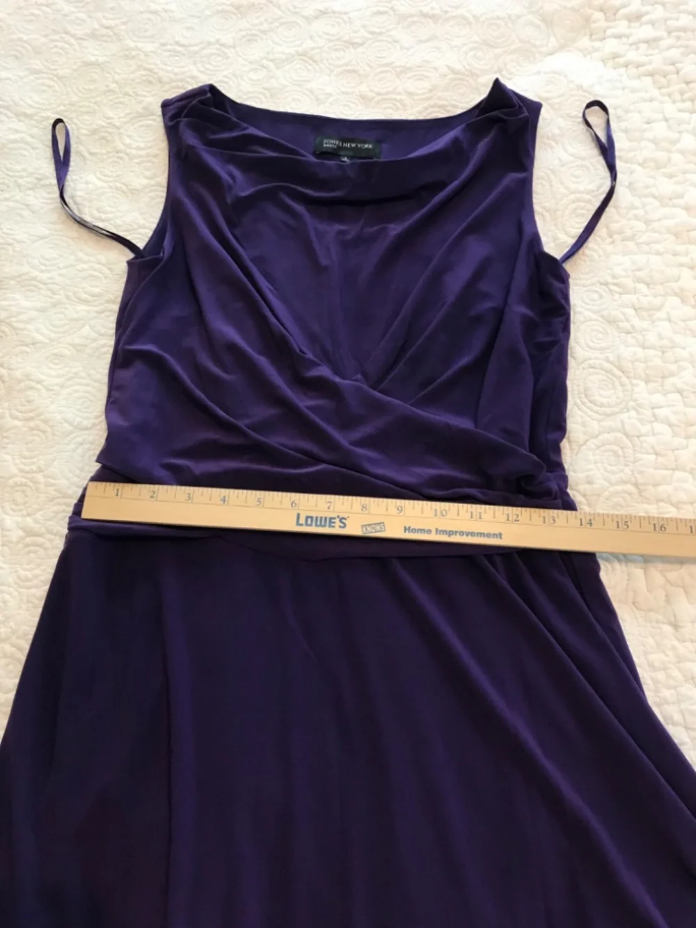 Jones NY sleeveless cowl neck purple midi length slip on dress (6) - Picture 8 of 15